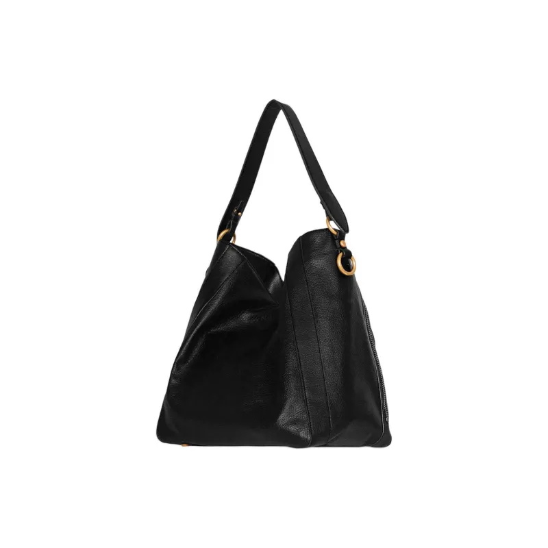 REBECCA MINKOFF Genuine Leather Hobo Bag Handbag Shoulder Bag Women's Black-1