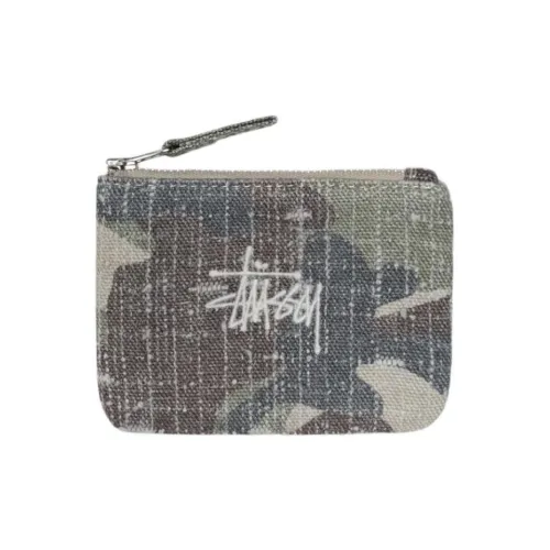 Stussy Cotton Patchwork Canvas Coin Purse Unisex Camouflage