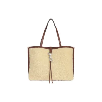REBECCA MINKOFF Polyester With Leather Tote Bag Shopping Bag Shoulder Bag Handbag Regular Women's Cream