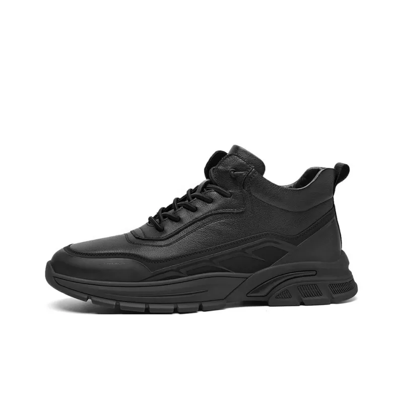 SEPTWOLVES Wear Resistant Height Increasing Warm Low Top Casual Shoes Men Black-1