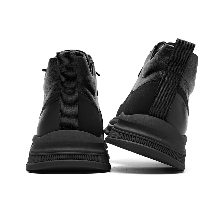 SEPTWOLVES Wear Resistant Height Increasing Warm Low Top Casual Shoes Men Black-3