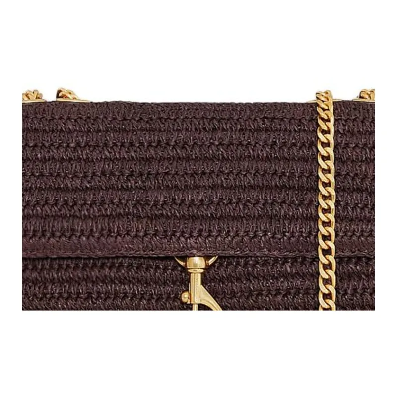 REBECCA MINKOFF Edie Woven Straw Blend Shoulder Bag Crossbody Bag Medium Size Women's Deep Red-3