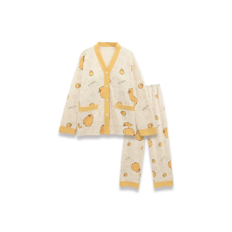 Sleeping Beauty Pajama Set Women's Yellow-0