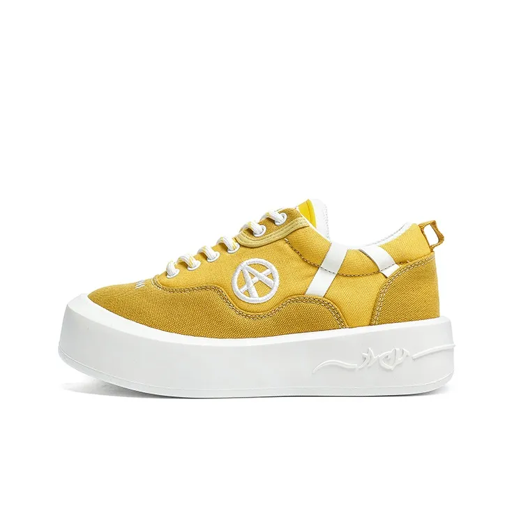 Acupuncture Slip Resistant Low Top Skateboard Shoes Unisex Light Banana Yellow Box-1