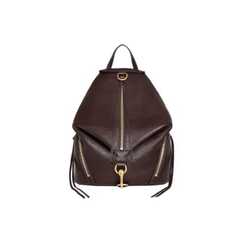 REBECCA MINKOFF Leather Backpack Women's Gold Multicolor Dark Brown