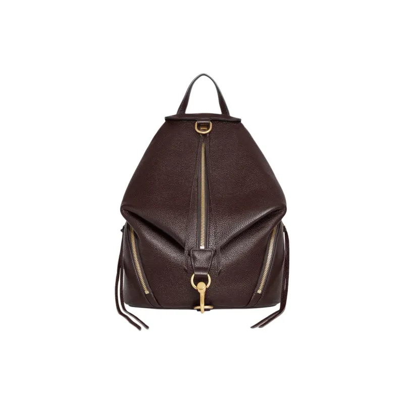 REBECCA MINKOFF Leather Backpack Women's Gold Multicolor Dark Brown-0
