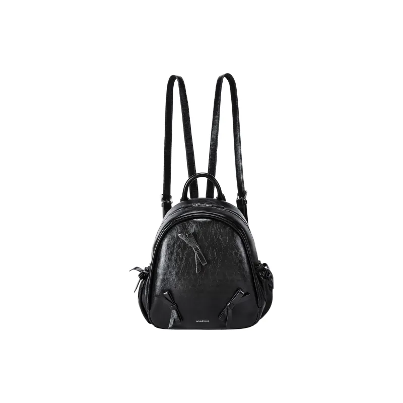 ONE TIME Synthetic Leather Backpack Regular Women's Black/Yellow Cream/Orchid Pink-1
