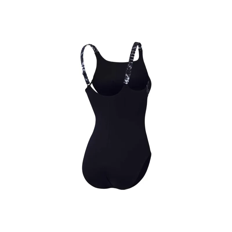 Speedo Shaping Printed Splice Swimsuit One-piece Swimsuit Women's Black-1