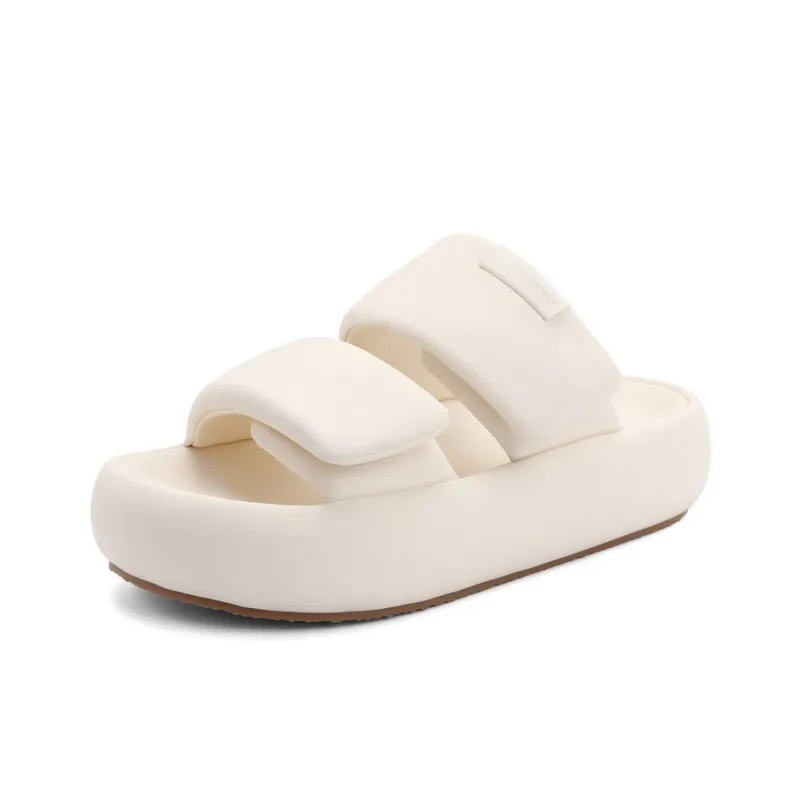 BELLE Rubber Sole Quiet Slide Slippers Women's Beige, Light Pink-11