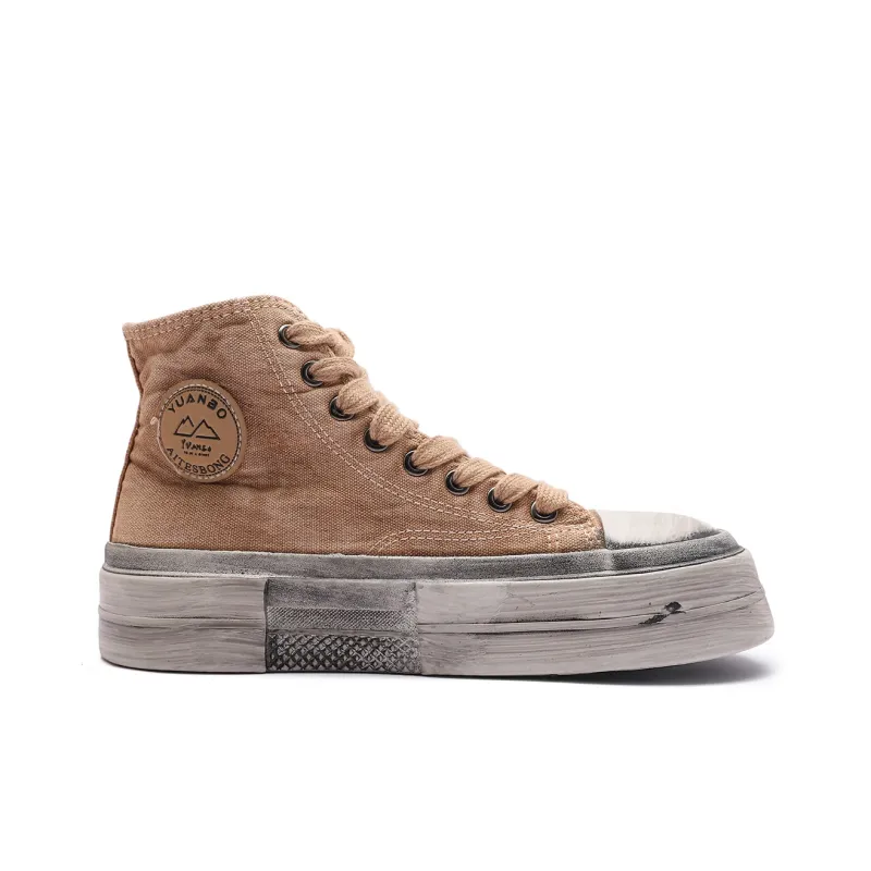 Mengsai Lightweight Anti Slip High Top Canvas Shoes Unisex Brown-1