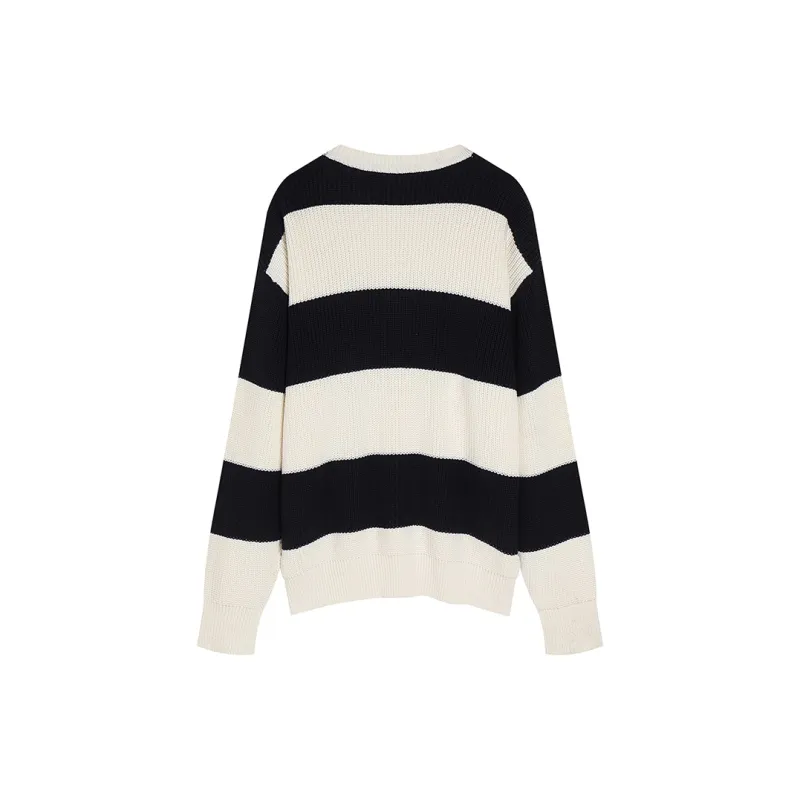 POPWAVE Knitwear Unisex Blue White Horizontal Stripes-1