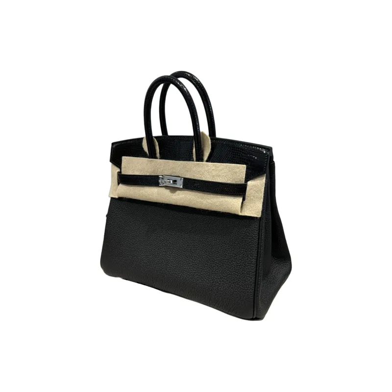 HERMES Birkin Touch Lizard Skin Birkin Bag Handbag Regular Women's 89 Nior Black-1