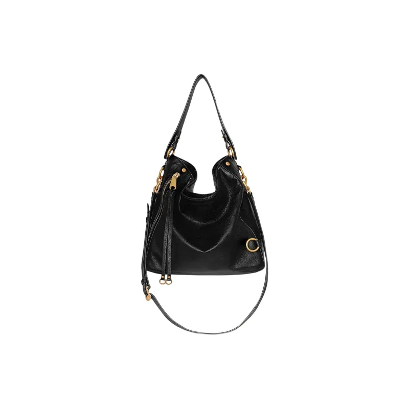 REBECCA MINKOFF Genuine Leather Hobo Bag Handbag Shoulder Bag Women's Black-0