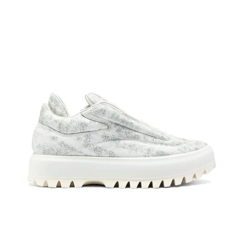 Ecco Low Top Casual Shoes Women's White Silver-1