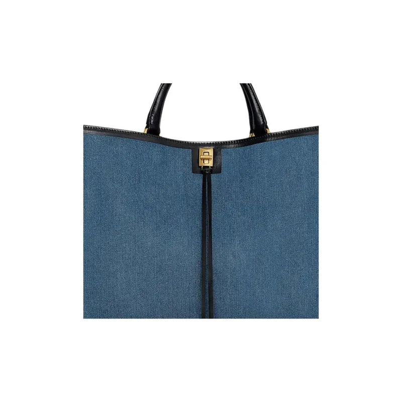 REBECCA MINKOFF Cotton Tote Bag Shopping Bag Handbag Women's Blue & Black-3