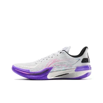 LiNing Gamma Cushioning Anti Slip And Wear Resistant Support Lightweight Low Top Basketball Shoes Men Purple White