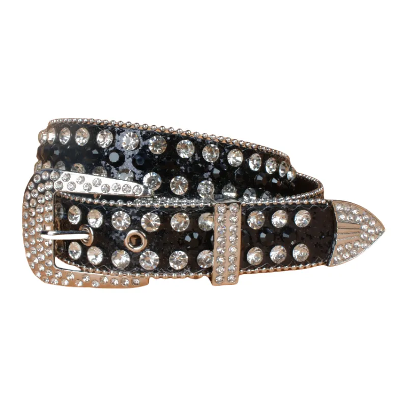 Emperor Penguin PU Rhinestone Leather Belts Women's 3.3CM-8