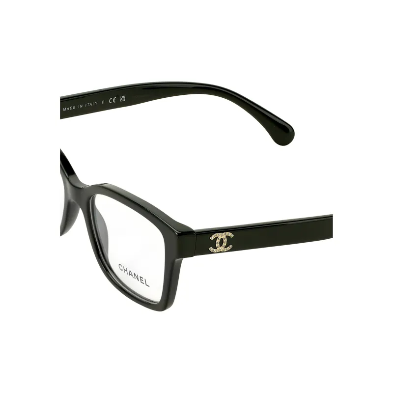 CHANEL Square Frame Plate Frame Square Eyeglass Frames Unisex Black-4