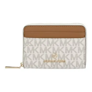 MICHAEL KORS Jet Set Charm PVC Wallet Women's White & Acorn Brown