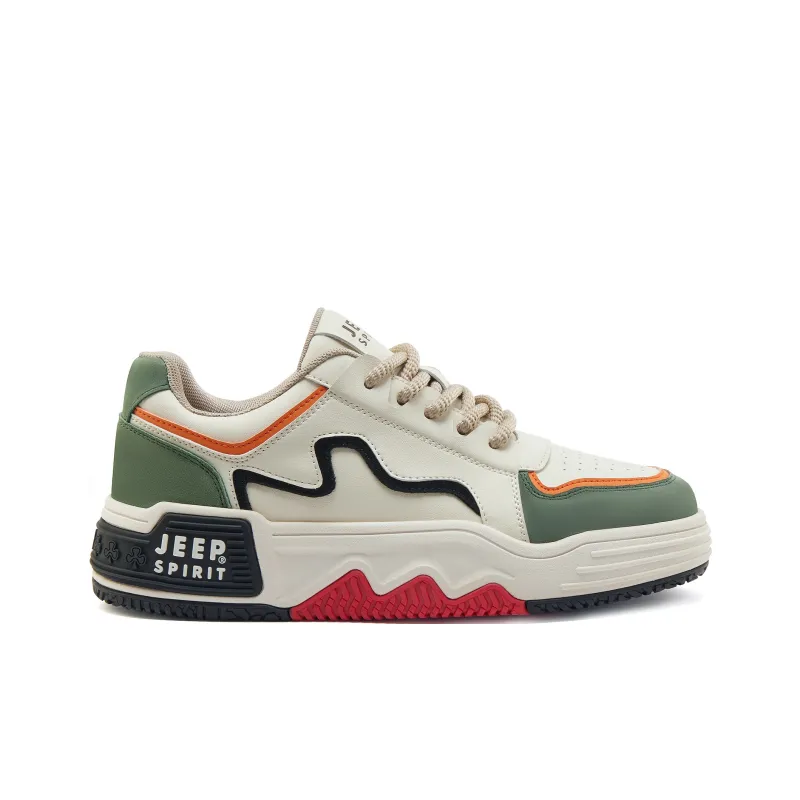 JEEP SPIRIT Anti Slip Wear Resistant Breathable Height Increasing Low Top Casual Skateboard Shoes Unisex Light Sandy-1