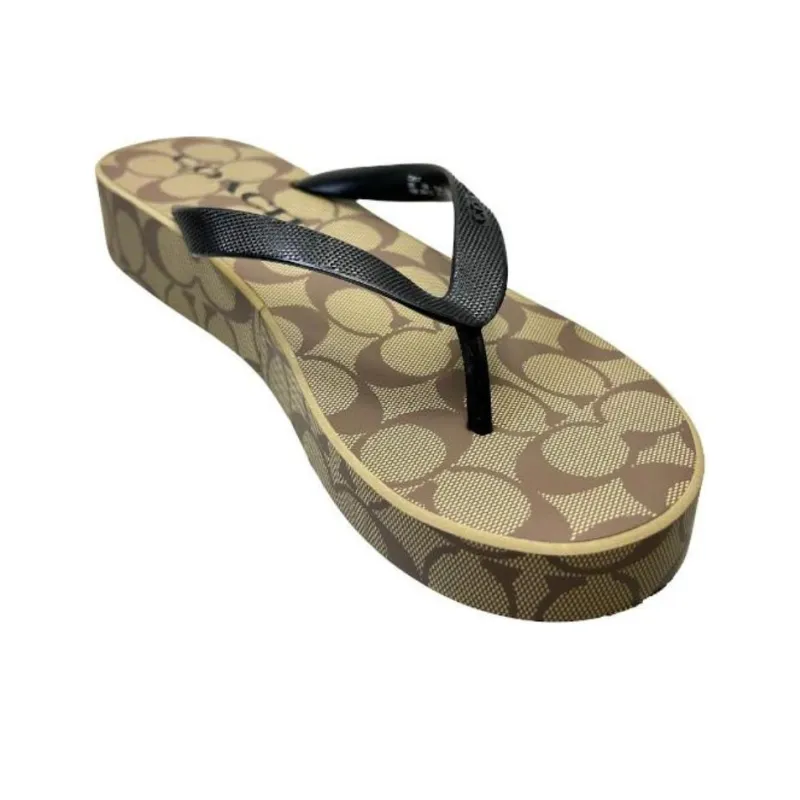 COACH Lynn EVA Abrasion Resistant Flip Flops Women's Khaki Black-2