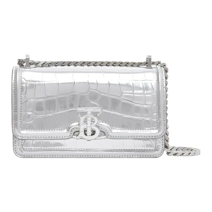 Burberry Calfskin Lock Bag Shoulder Bag Crossbody Bag Mini Women's Silver-0