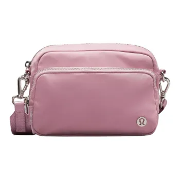 Lululemon Nylon Crossbody Bag Regular Unisex Rose Blush & Silver
