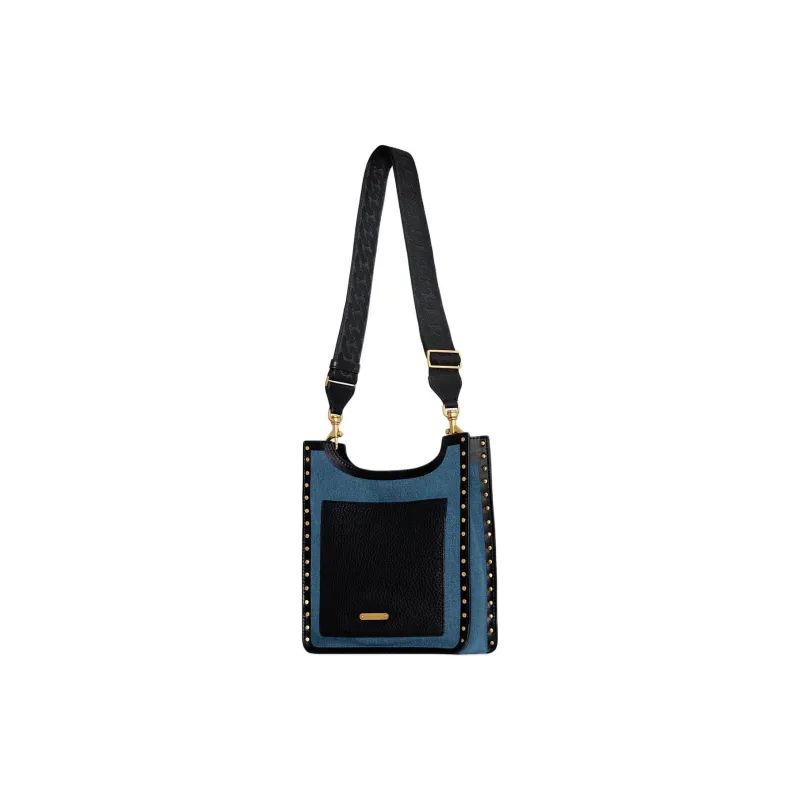 REBECCA MINKOFF Cotton Shoulder Bag Crossbody Bag Medium Size Women's Unisex Blue And Black-1