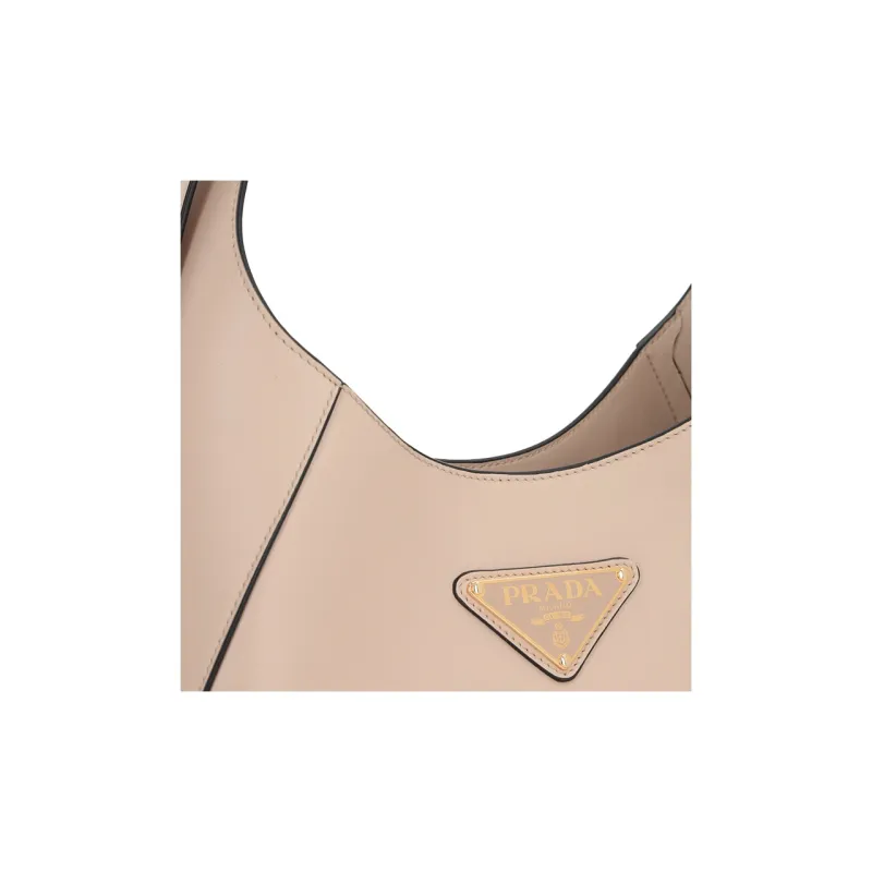 PRADA Cow Leather Hobo Bag, Handbag, Shoulder Bag Medium Size Women's Light Beige-3