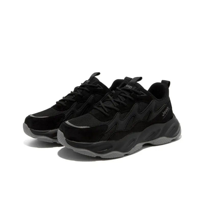 Jeep Breathable And Wear-resistant Low-Top Chunky Sneakers Men Black-2