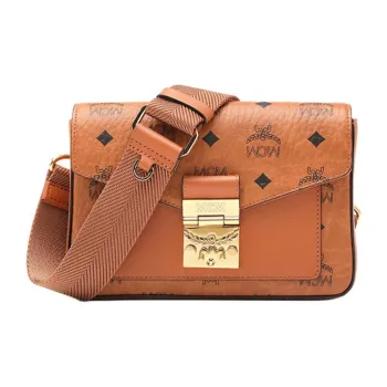 MCM Millie Visetos Nappa Leather Envelope Bag, Shoulder Bag, Crossbody Bag Women's Brown Cognac
