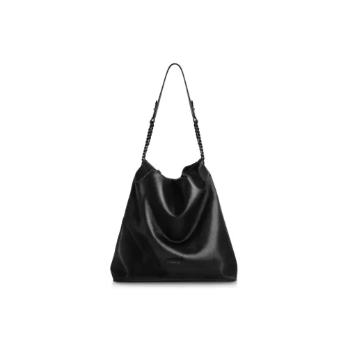 INJOYLIFE Cow Leather Crossbody The Bag Large Size Women's Black