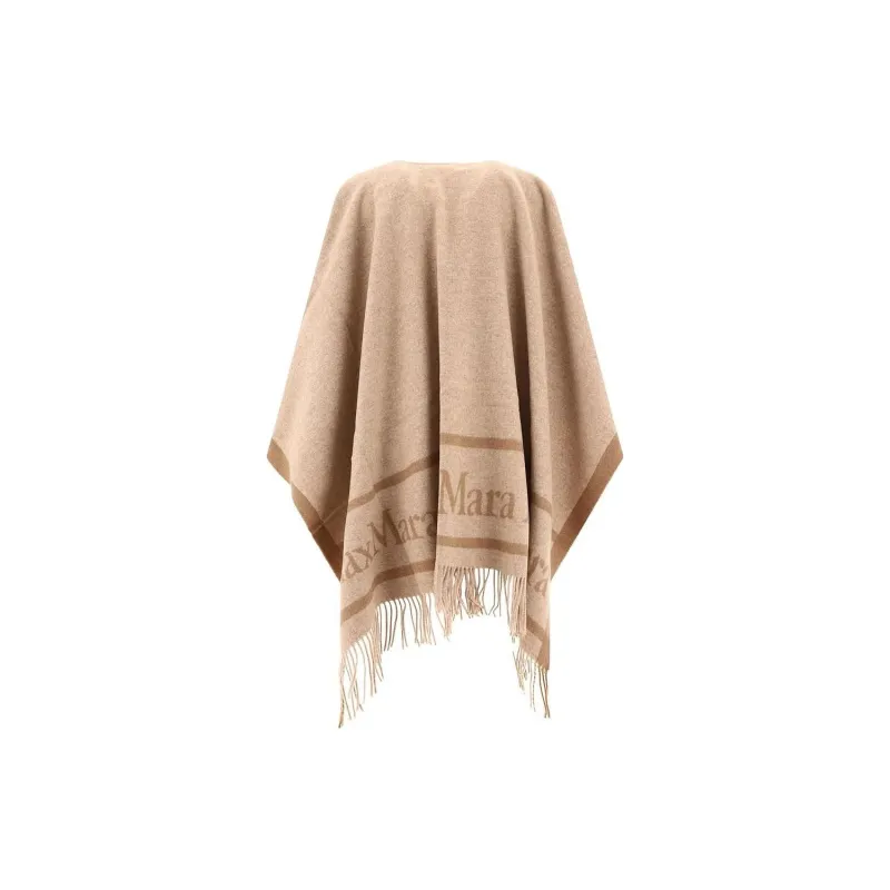MaxMara Logo Detailed Fringed Cape-1