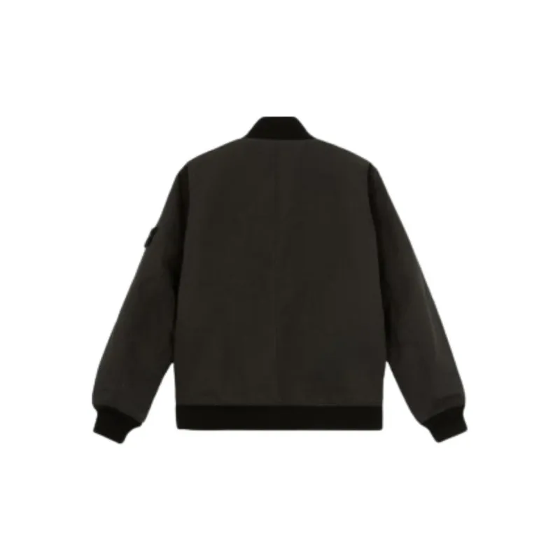 STONE ISLAND Logo Patch Zip Up Bomber Jacket-1
