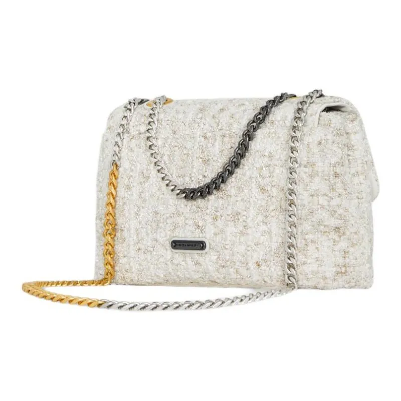 REBECCA MINKOFF Edie Tweed Shoulder Bag Crossbody Bag Medium Size Women's White-1