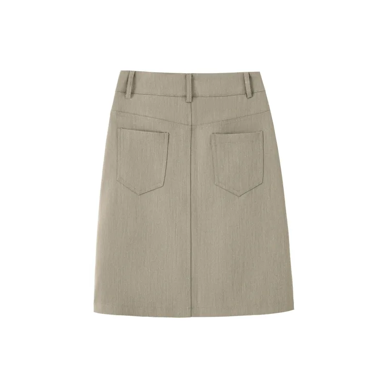 0571 Family Casual Short Skirts Women's Khaki-1