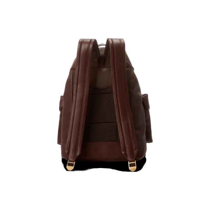 Ralph Lauren Litchi Grain Leather Backpack Regular Men Dark Brown-3