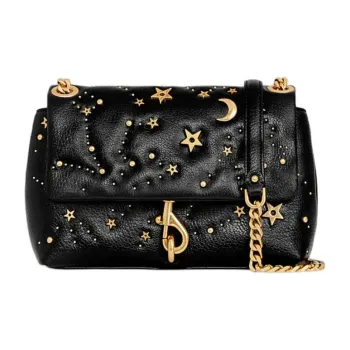 REBECCA MINKOFF Edie Genuine Leather Shoulder Bag Crossbody Bag Women's Black