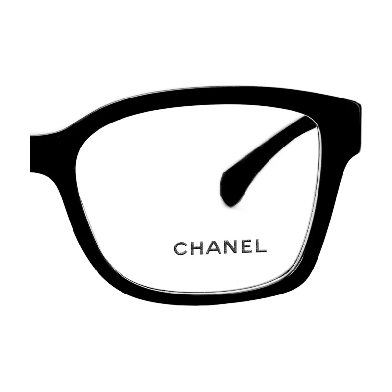 CHANEL Square Frame Plate Frame Square Eyeglass Frames Unisex Black-3