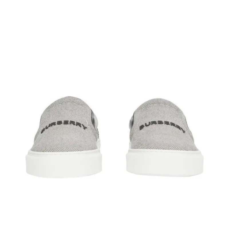 Burberry Canvas And Leather Slip-On Sneaker Black White-2