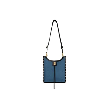 REBECCA MINKOFF Cotton Shoulder Bag Crossbody Bag Medium Size Women's Unisex Blue And Black