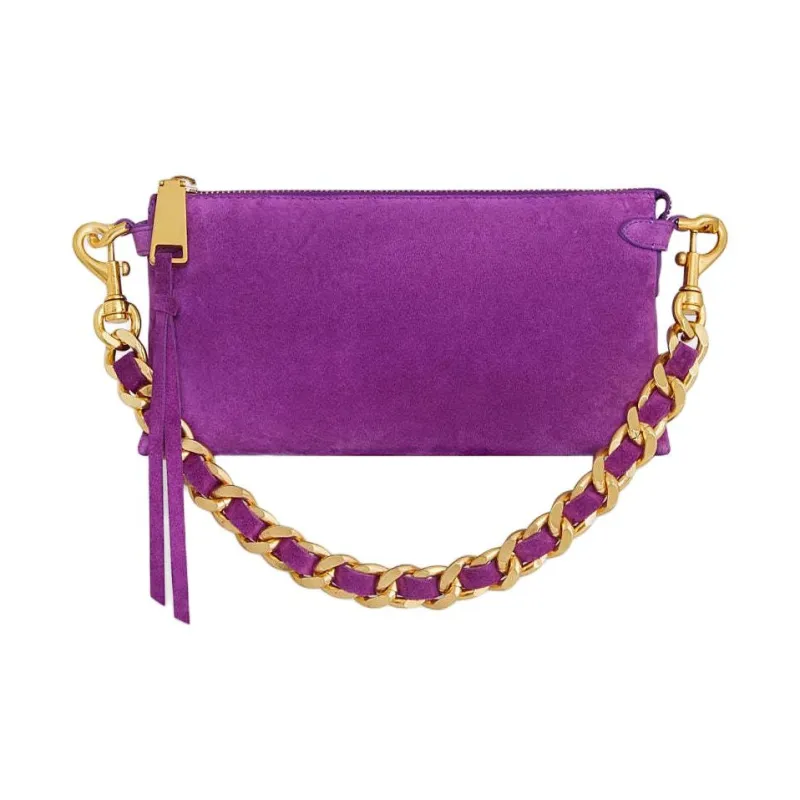 REBECCA MINKOFF Suede Leather Shoulder Bag Crossbody Bag Medium Size Women's Purple-1