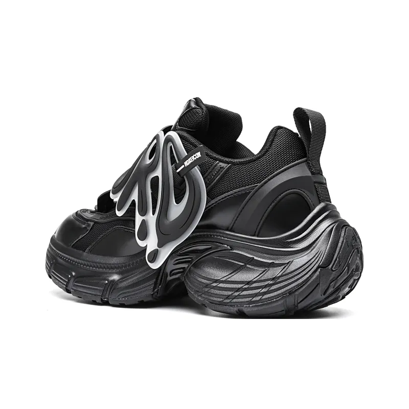 ORD Anti Slip Wear Resistant Impact Resistant Lightweight Low Top Chunky Sneakers Unisex Black-3