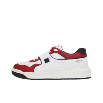 Valentino GARAVANI Low Top Stylish Skateboarding Shoes Men's White Red