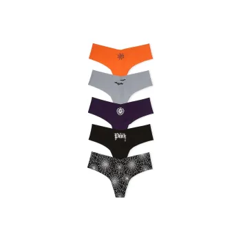 Victoria's Secret PINK 5-Pack No-Show Thong Panties / Halloween Pack Underpants Women's 5 Pack Multicolor
