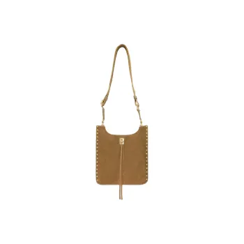 REBECCA MINKOFF Suede Leather Shoulder Bag Crossbody Bag Medium Size Women's Honey