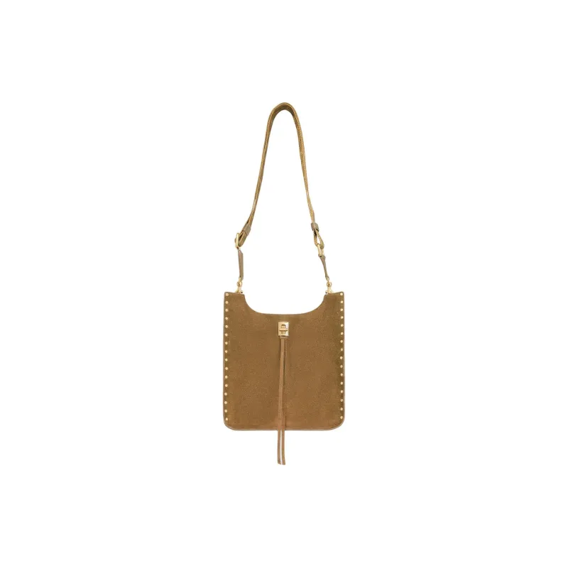 REBECCA MINKOFF Suede Leather Shoulder Bag Crossbody Bag Medium Size Women's Honey-0