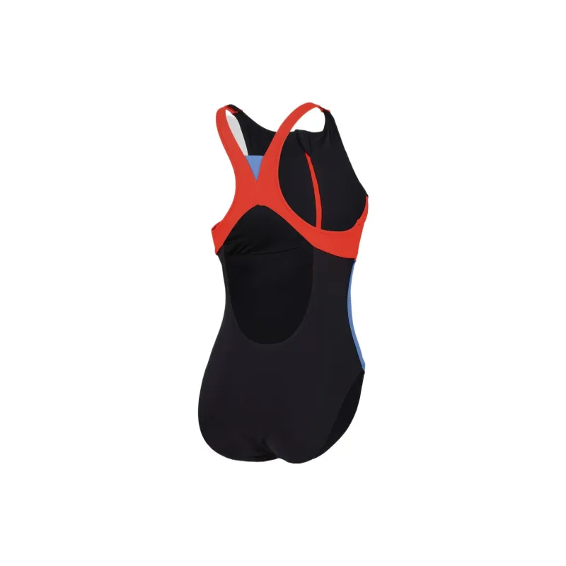 Speedo Colourblock Zip Swimsuit One-piece Swimsuit Women's Black Orange Blue-1