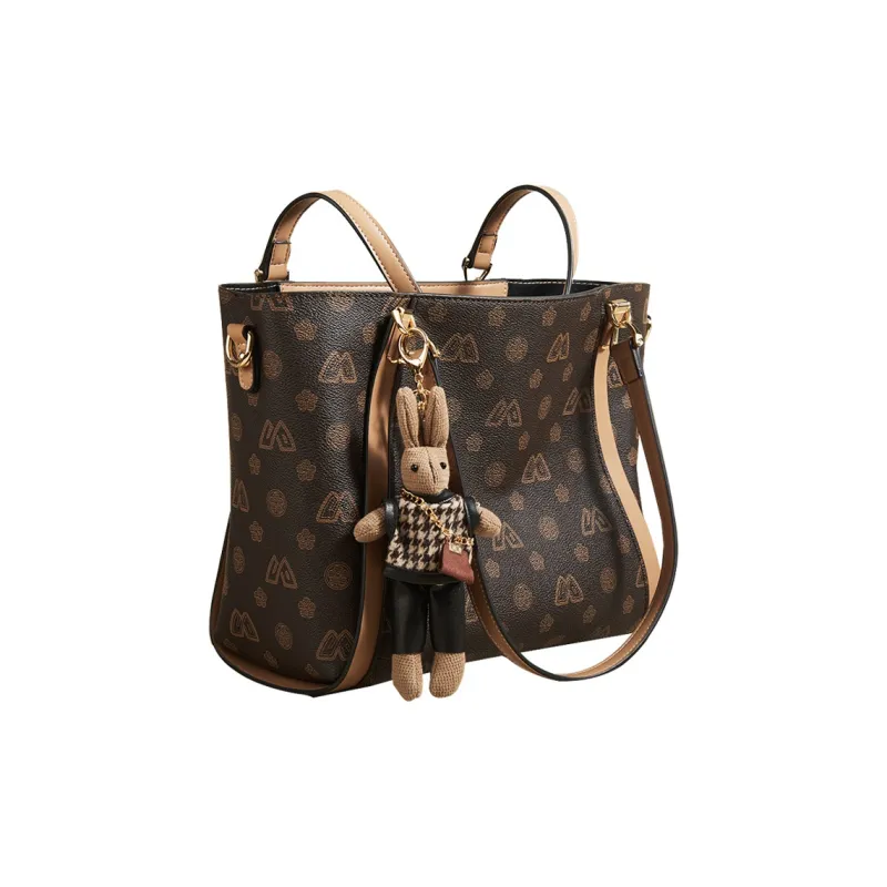 Old Man's Head PVC Handheld Crossbody Bag Shoulder Bag Women's Coffee-4