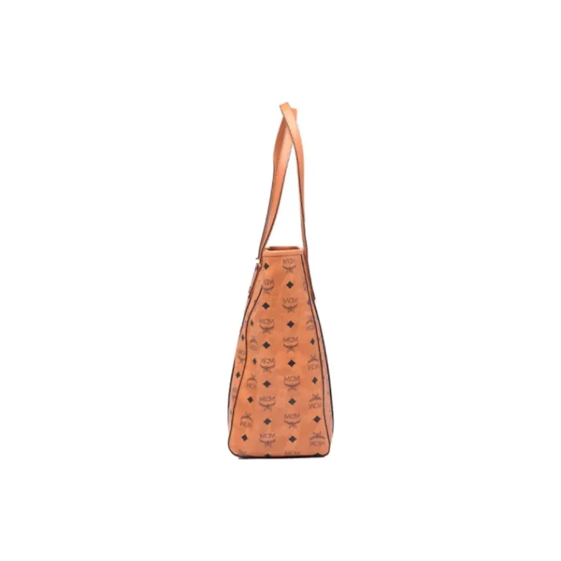 MCM Anya Top Zip Shopper Visetos Medium Cognac-2